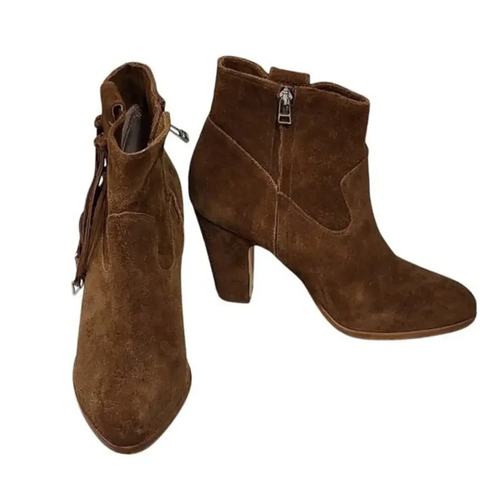 Matisse x Kate Bosworth Emma Suede Side Zip and Tassels Women's Booties size 8.5